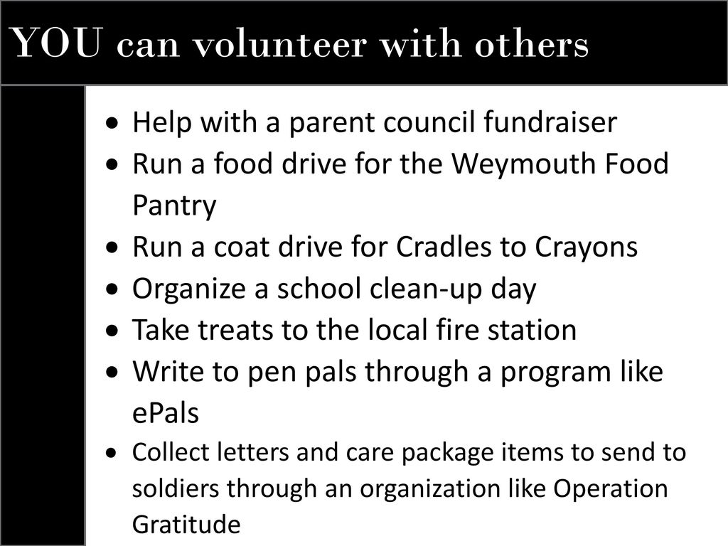 YOU can volunteer with others
