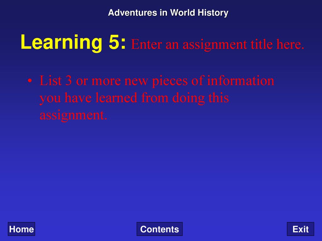 Learning 5: Enter an assignment title here.
