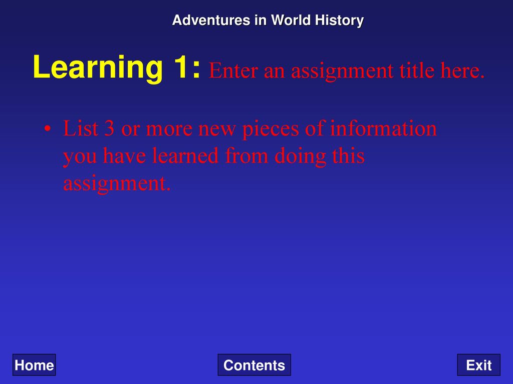 Learning 1: Enter an assignment title here.