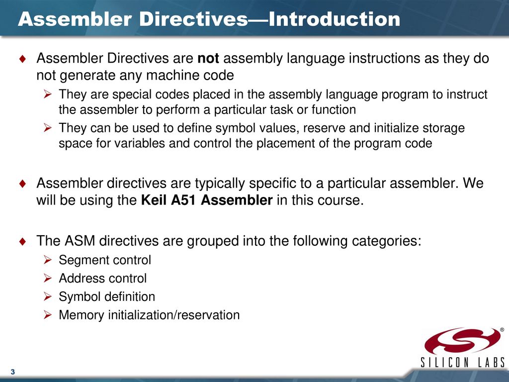 Assembler Directives Code generation flow - ppt download