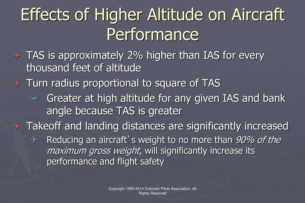 Effects of Higher Altitude on Aircraft Performance