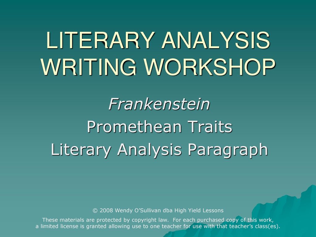 writing workshop literary analysis assignment