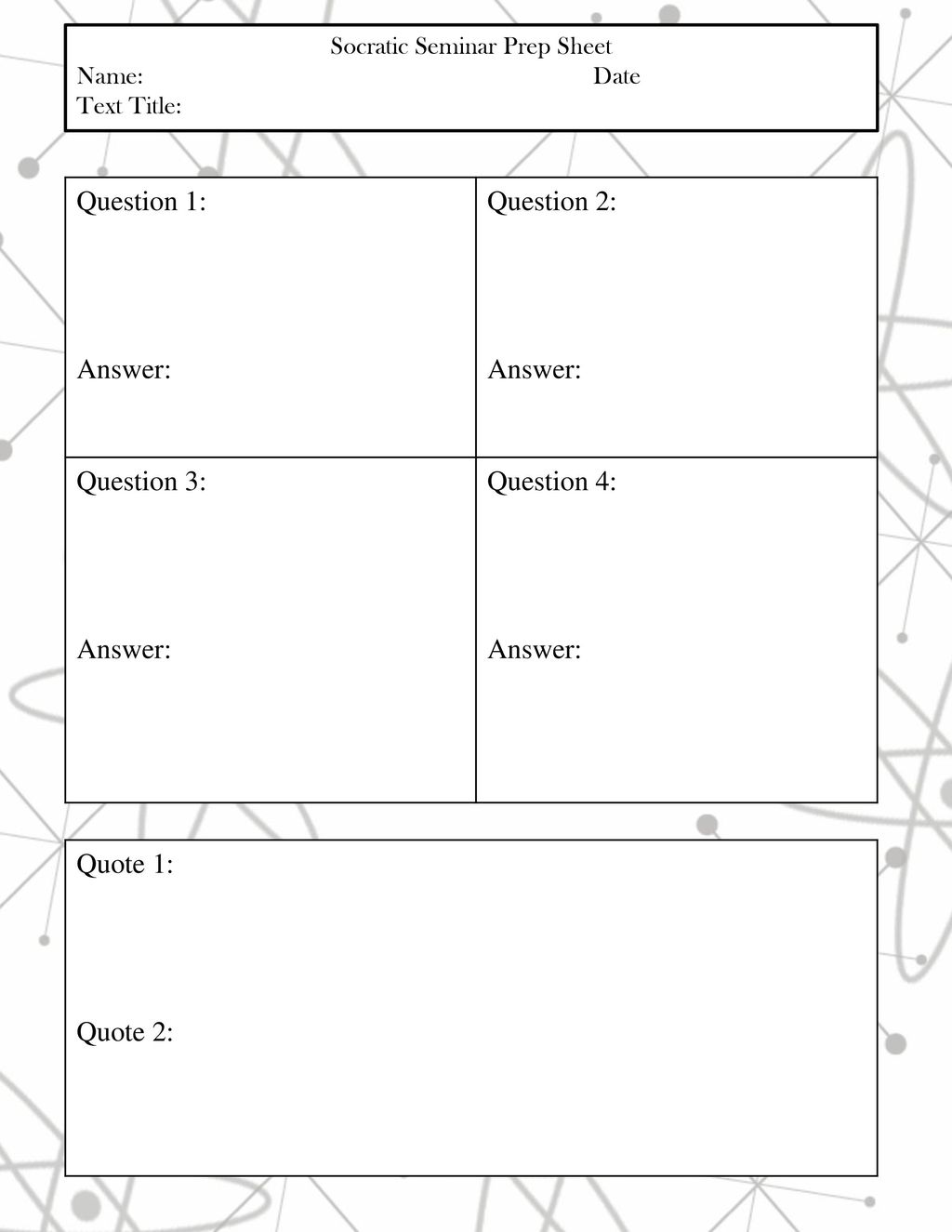 Socratic Seminar Prep Sheet - Ppt Download