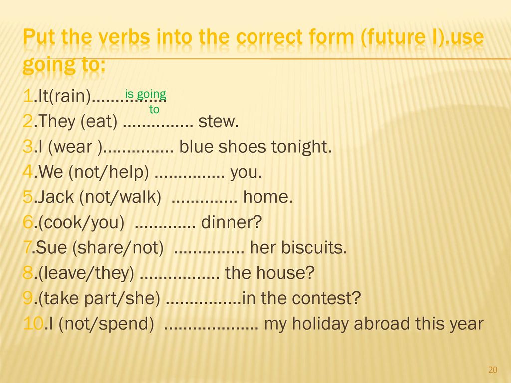 Put the verb in right form