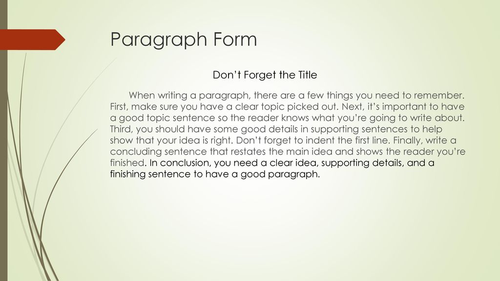 proper paragraph form