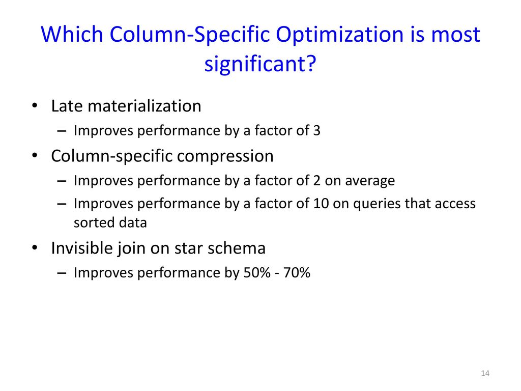 Which Column-Specific Optimization is most significant