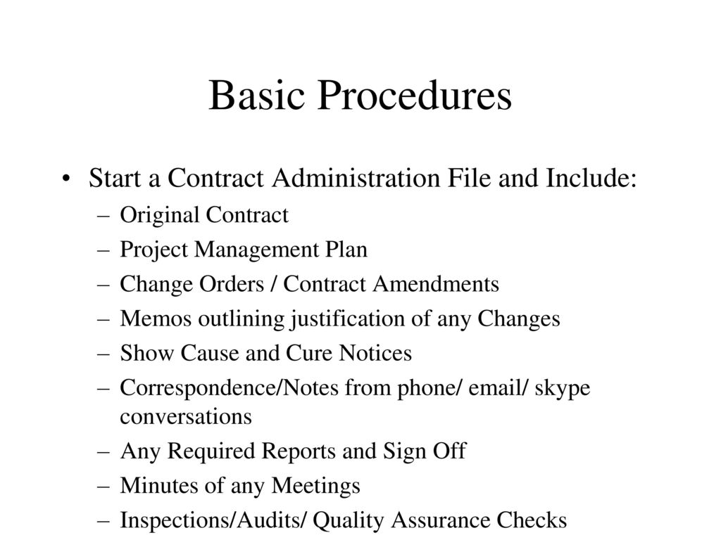 Contract Administration Procedures