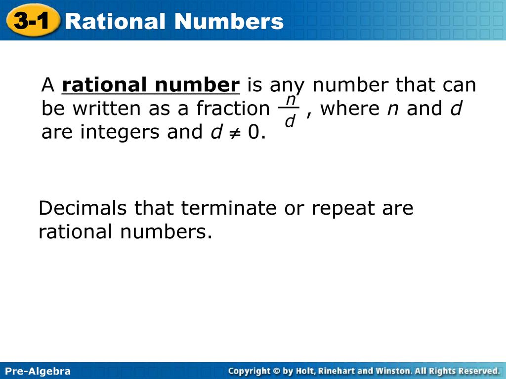 3-1 Rational Numbers Warm Up Problem of the Day Lesson Presentation ...