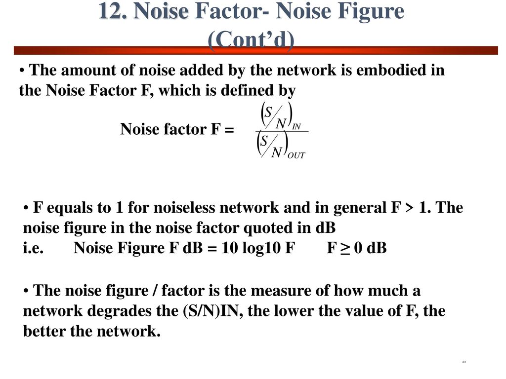 12. Noise Factor- Noise Figure (Cont’d)