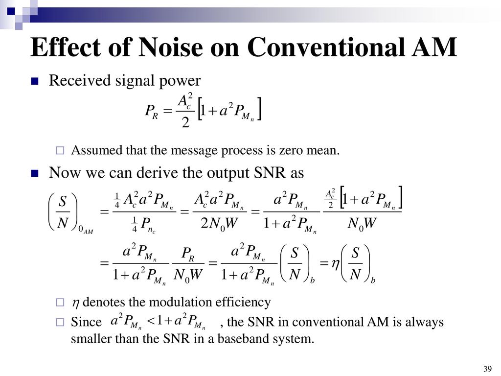 Effect of Noise on Conventional AM
