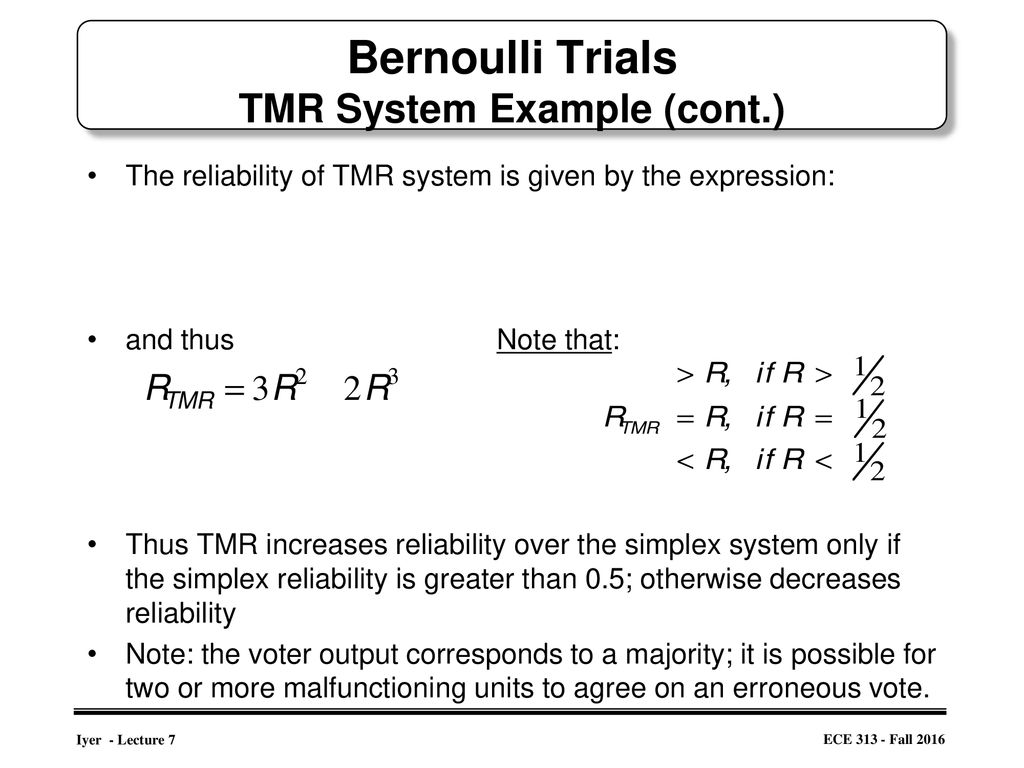 Bernoulli Trials TMR System Example (cont.)