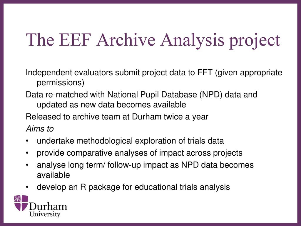 The EEF Archive Analysis project