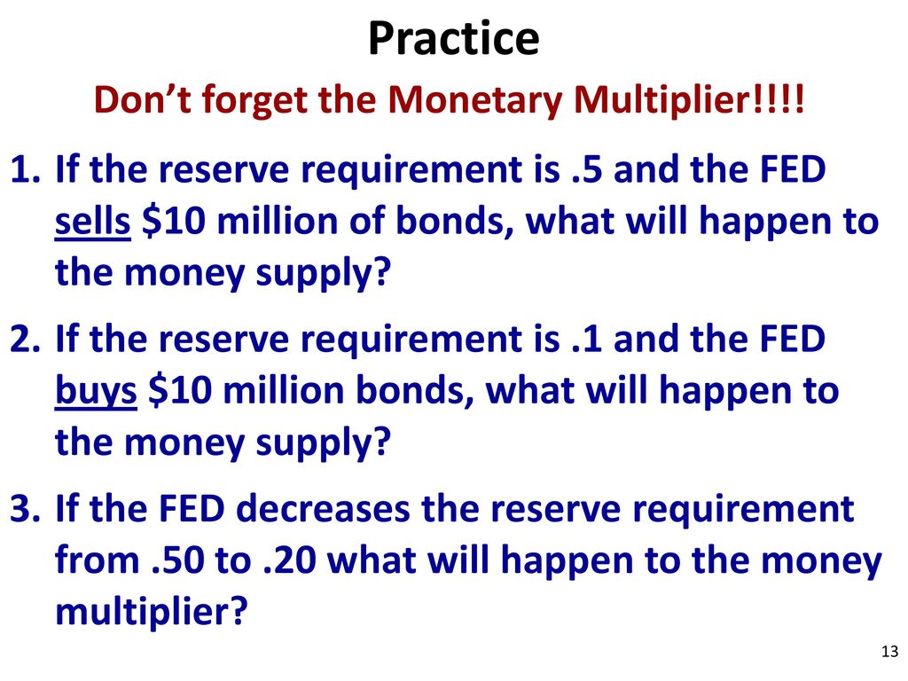 Don’t forget the Monetary Multiplier!!!!