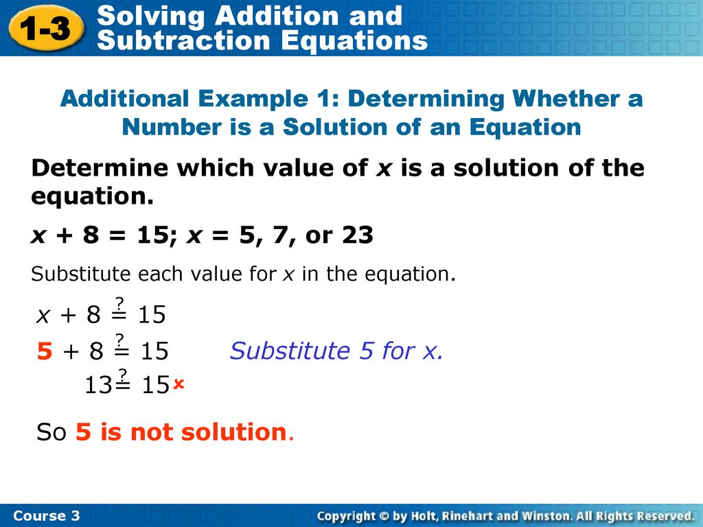 Solving Addition And Subtraction Equations Ppt Download