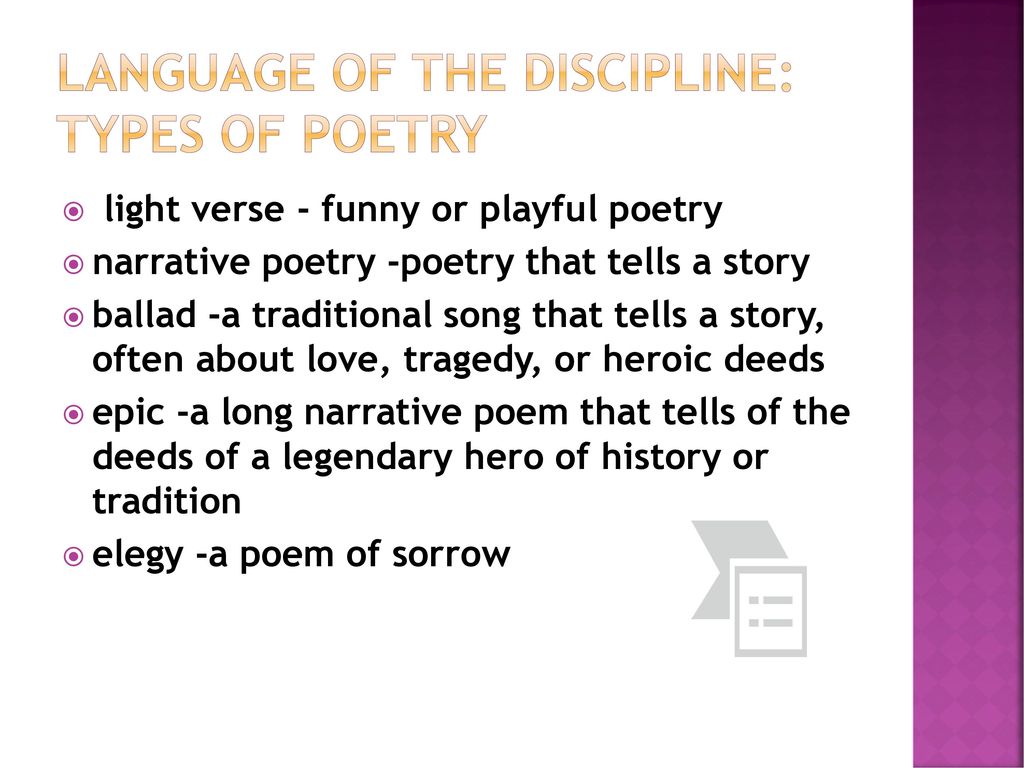 Elements of Poetry 7th Grade - Text Page ppt download