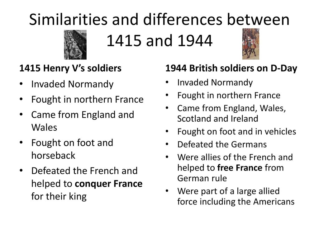 Similarities and differences between 1415 and 1944