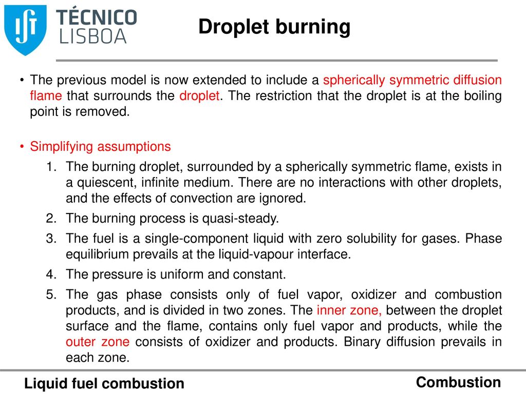 Droplet burning Liquid fuel combustion