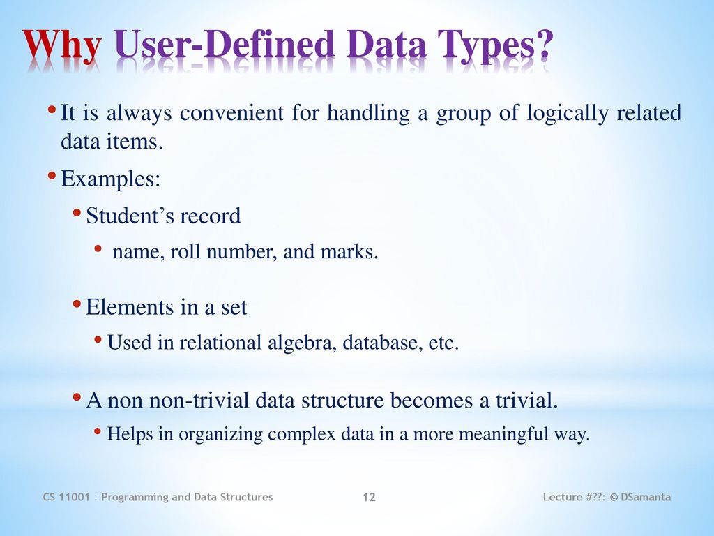 Why User-Defined Data Types