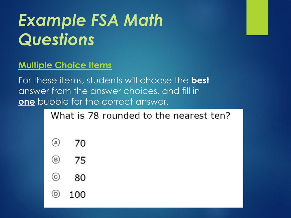 Example FSA Math Questions
