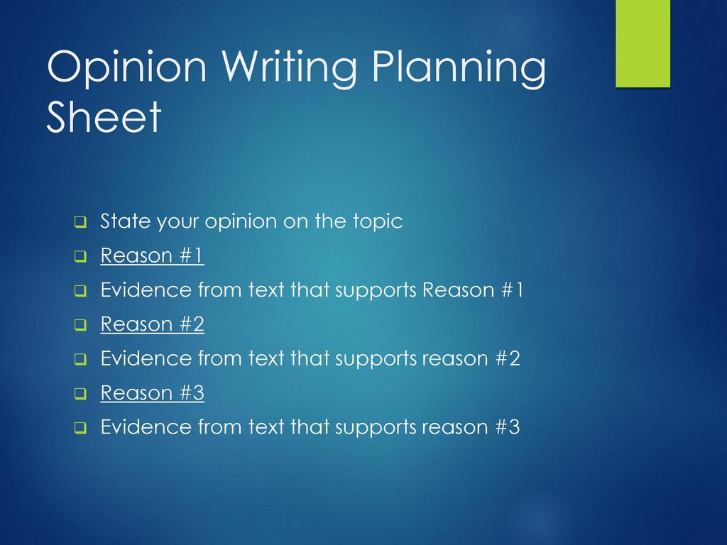 Opinion Writing Planning Sheet