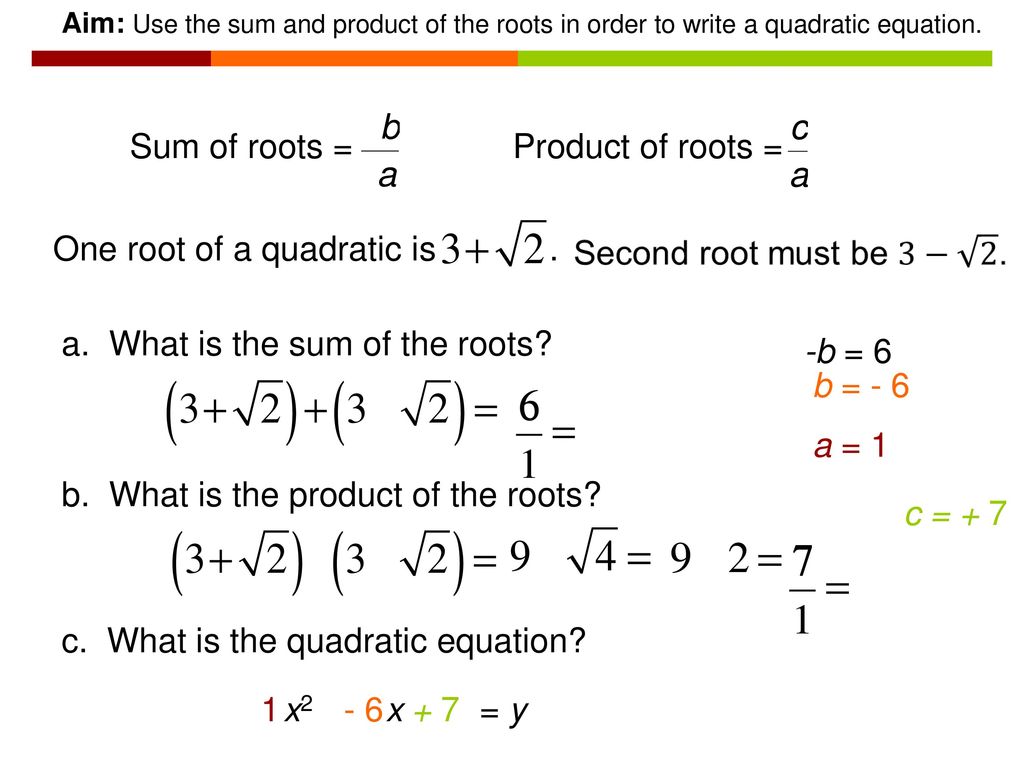 Quadratic Equations Irrational Roots and Sum & Product of the