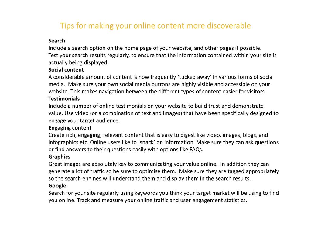 Tips for making your online content more discoverable