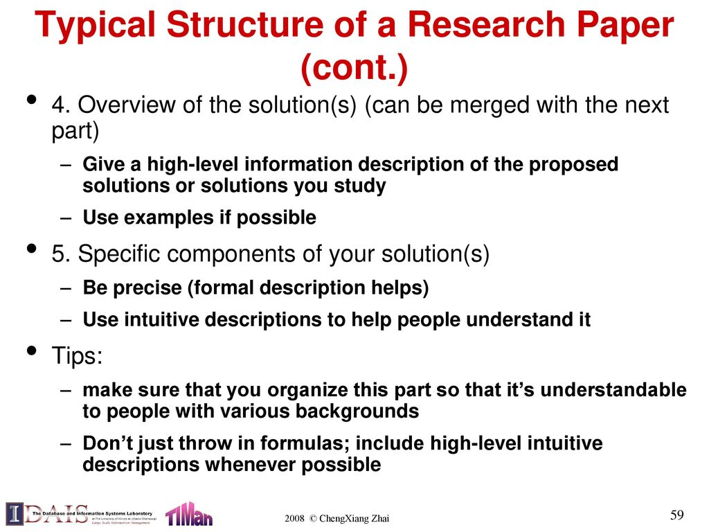 Typical Structure of a Research Paper (cont.)