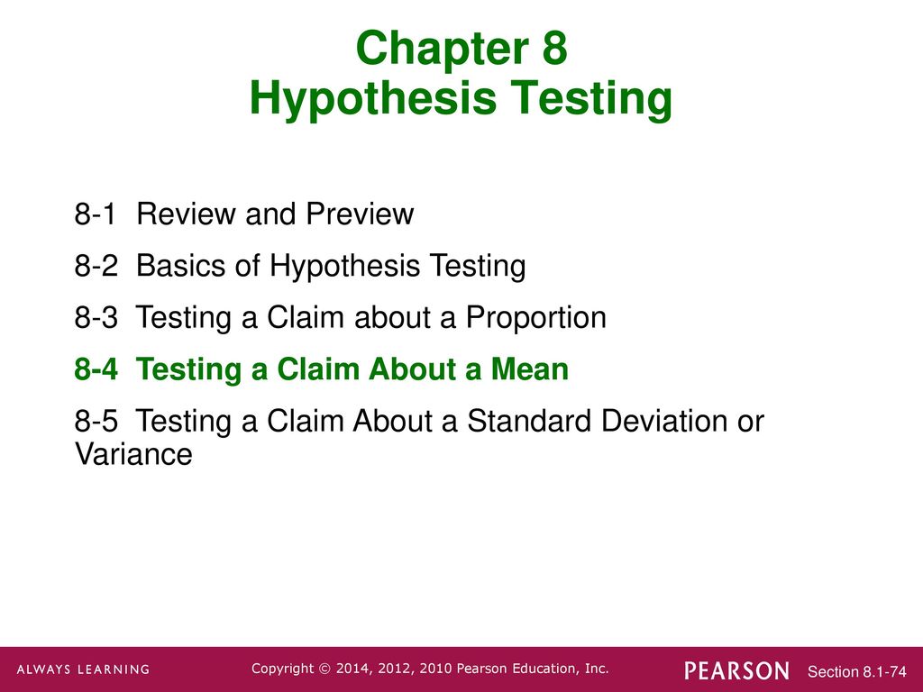 Chapter 8 Hypothesis Testing