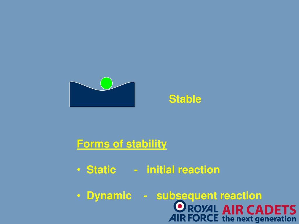 Stable Forms of stability Static - initial reaction Dynamic - subsequent reaction