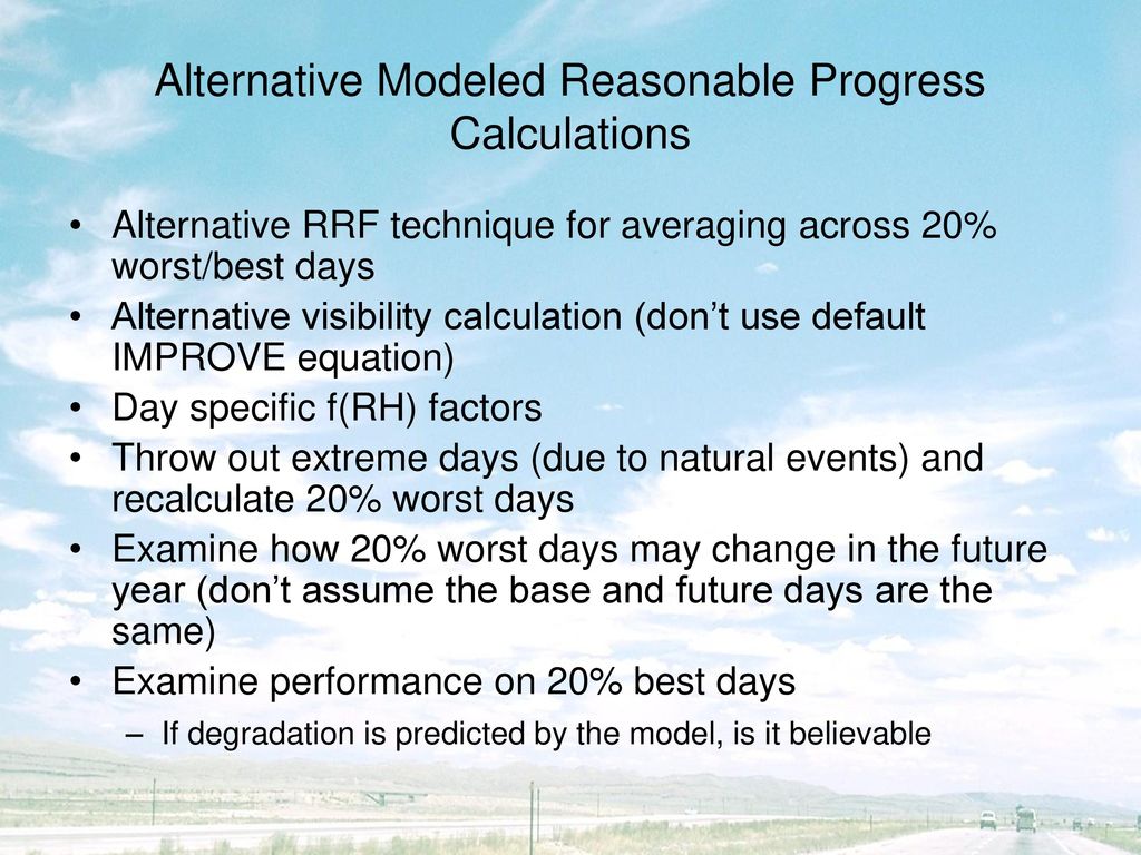 Alternative Modeled Reasonable Progress Calculations