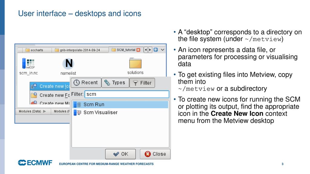 User interface – desktops and icons