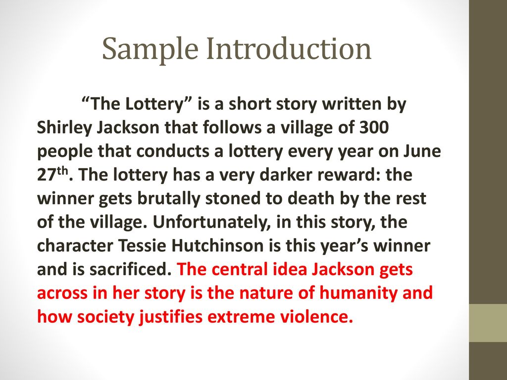 Реферат: Lottery Essay Research Paper Shirley Jackson