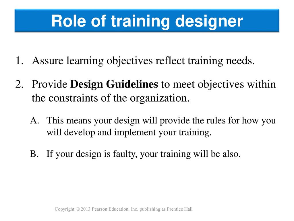 Role of training designer
