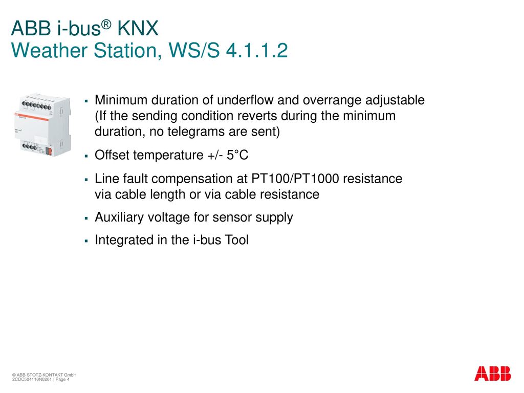 ABB I-bus® KNX Weather Station - Ppt Download