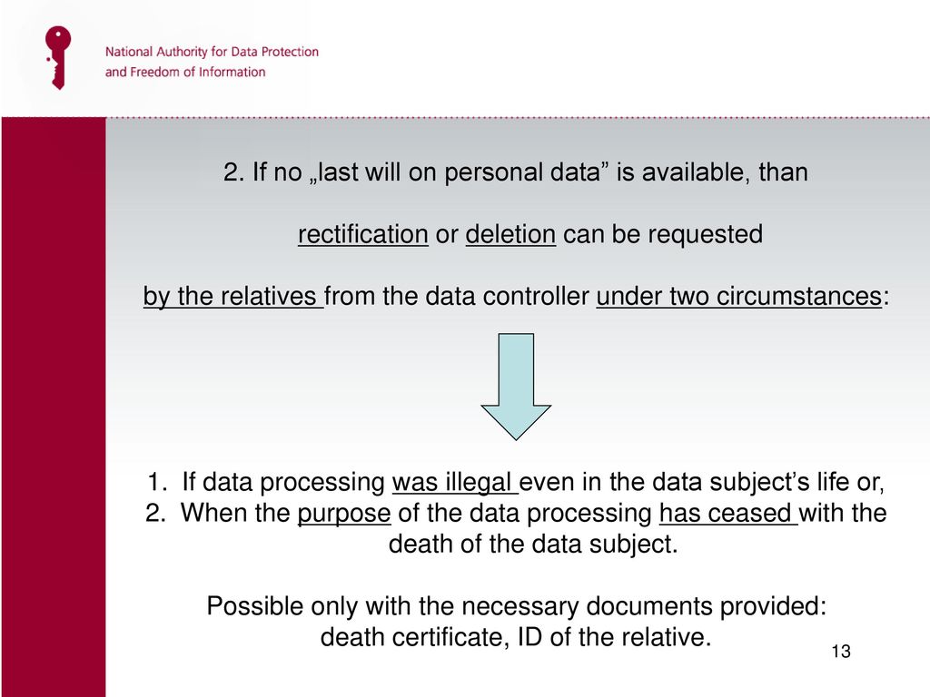 2. If no „last will on personal data is available, than