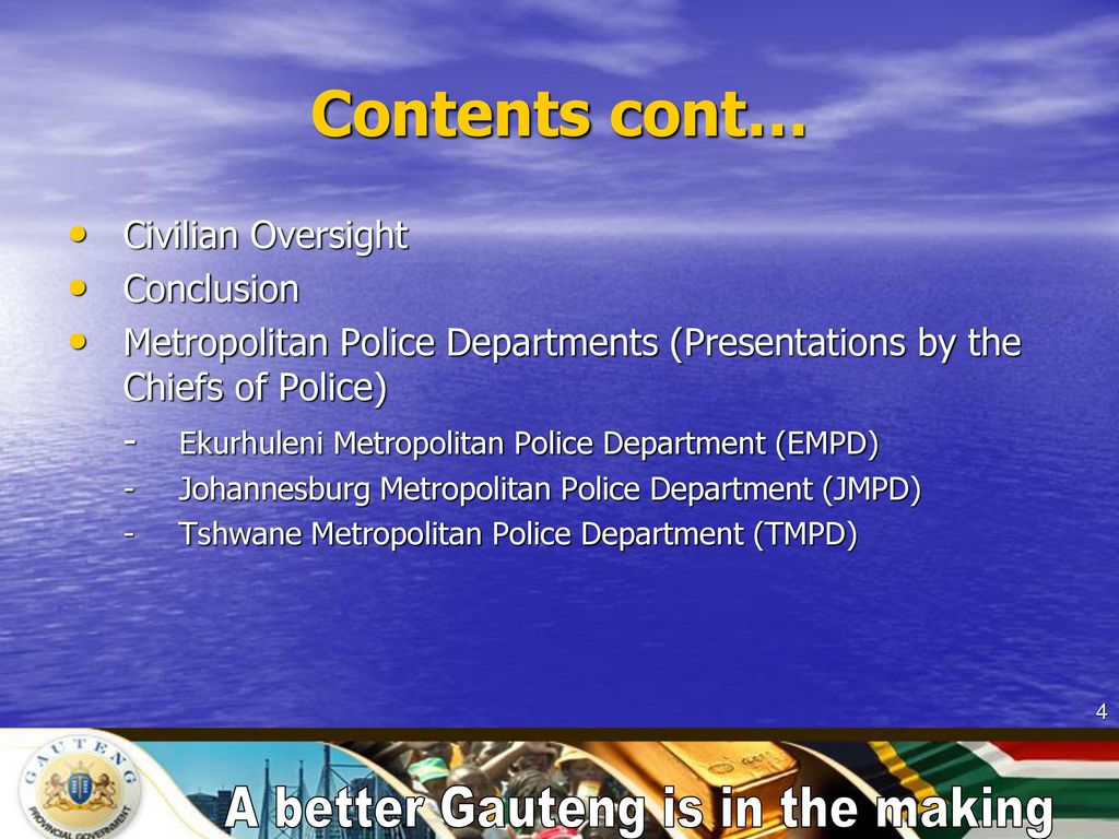 GAUTENG POLICING COORDINATION AND READINESS FOR THE ppt download