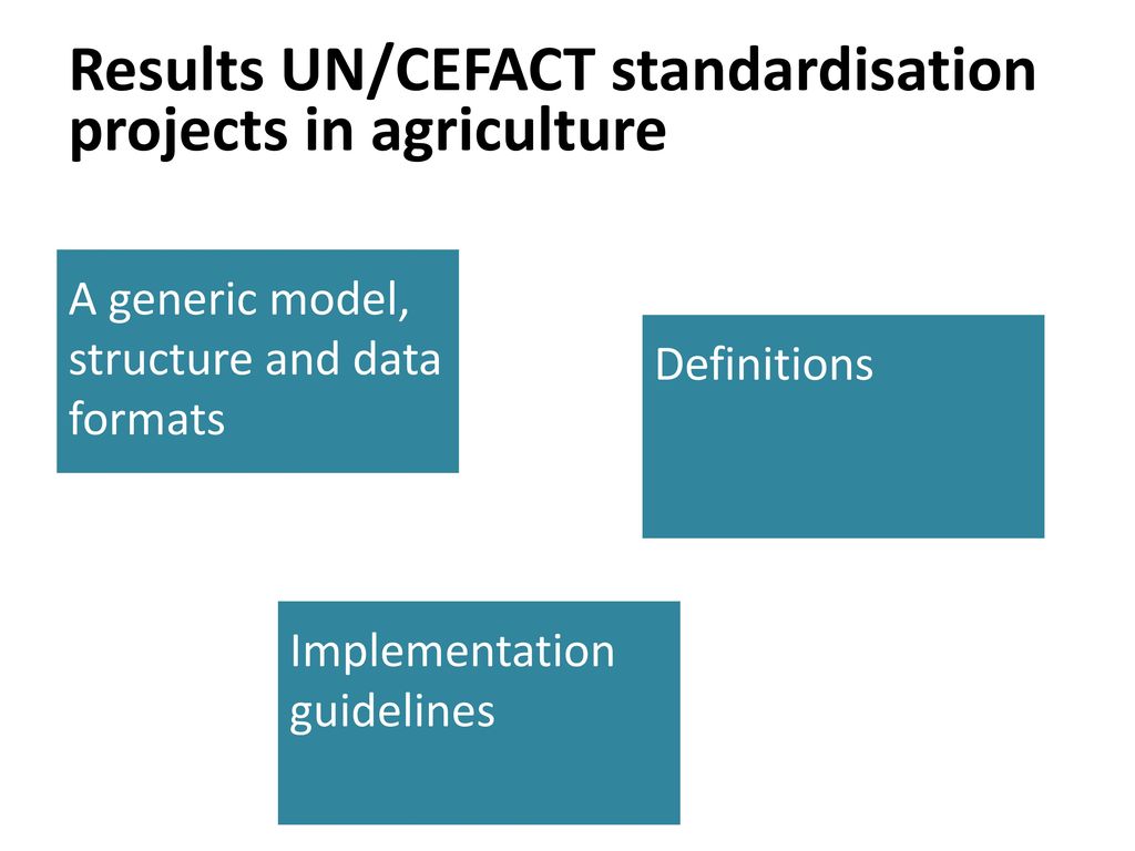 Results UN/CEFACT standardisation projects in agriculture