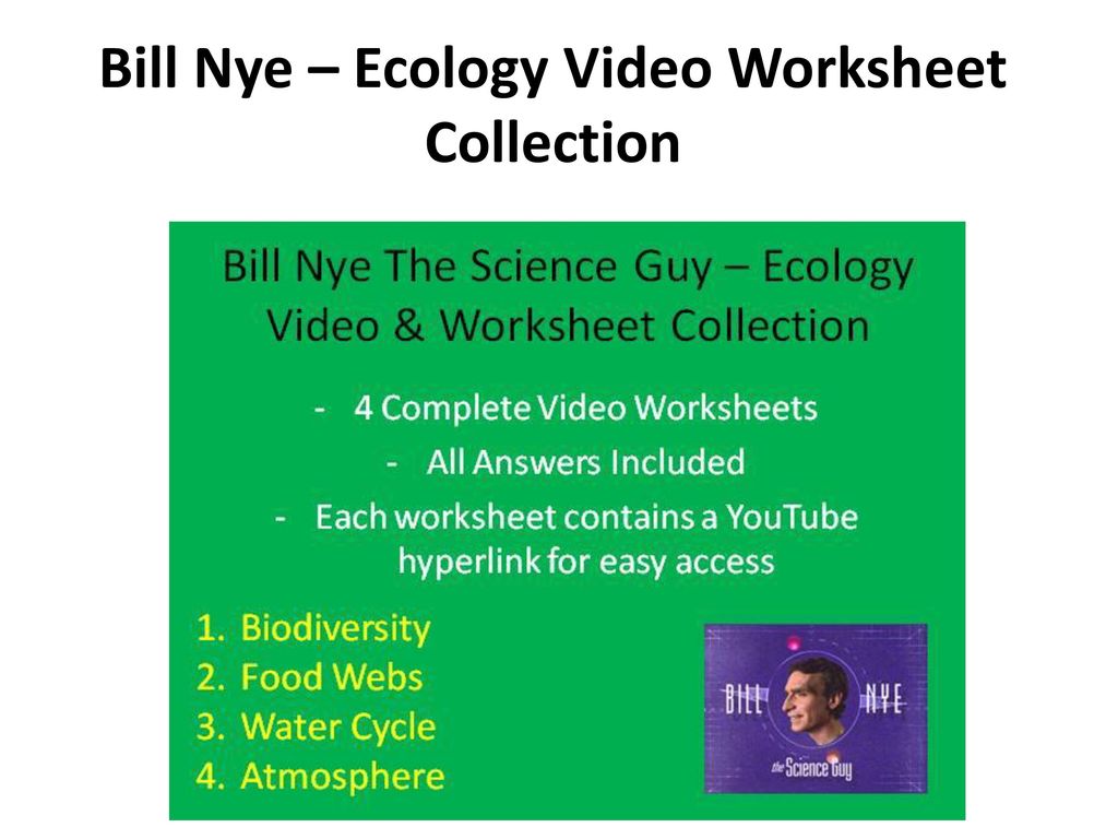 Ecology and Ecosystems Activities and Assignments Package - ppt With Bill Nye Water Cycle Worksheet