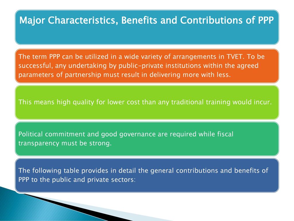 Major Characteristics, Benefits and Contributions of PPP