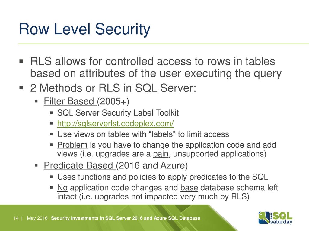 Row Level Security RLS allows for controlled access to rows in tables based on attributes of the user executing the query.