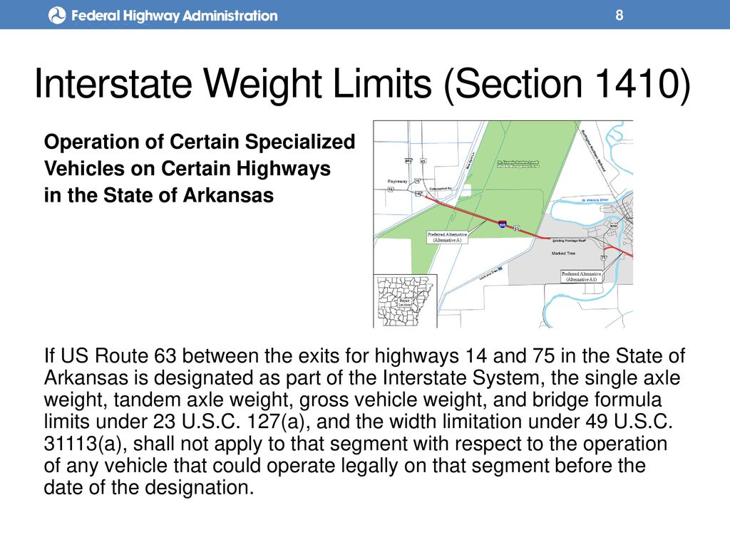 Interstate Weight Limits (Section 1410)