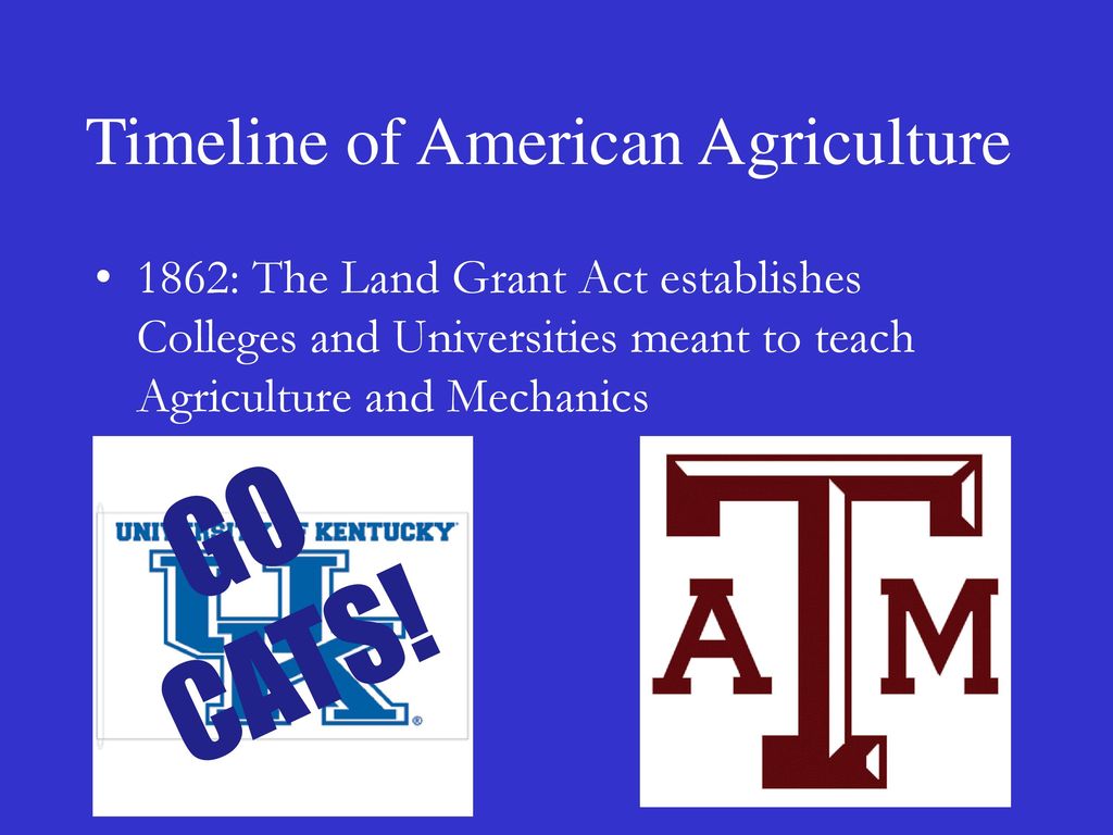 GO CATS! Timeline of American Agriculture