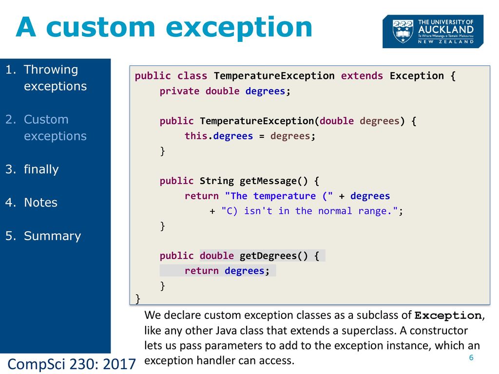 Lecture 14 Throwing Custom Exceptions - ppt download