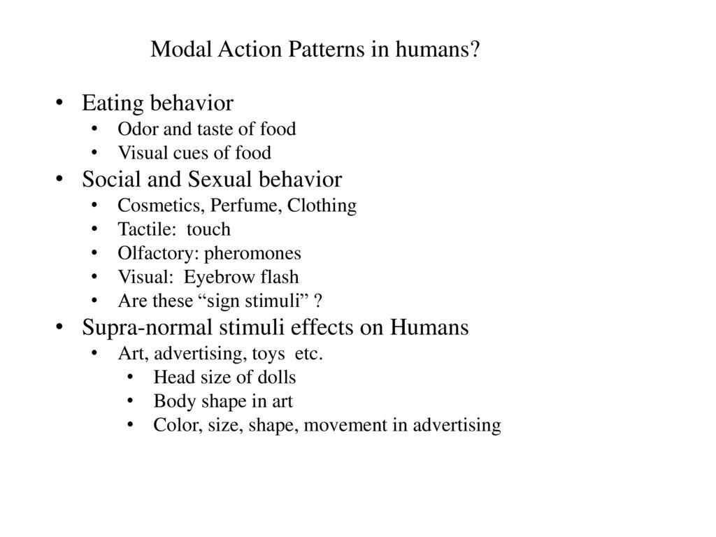 Modal Action Patterns in humans