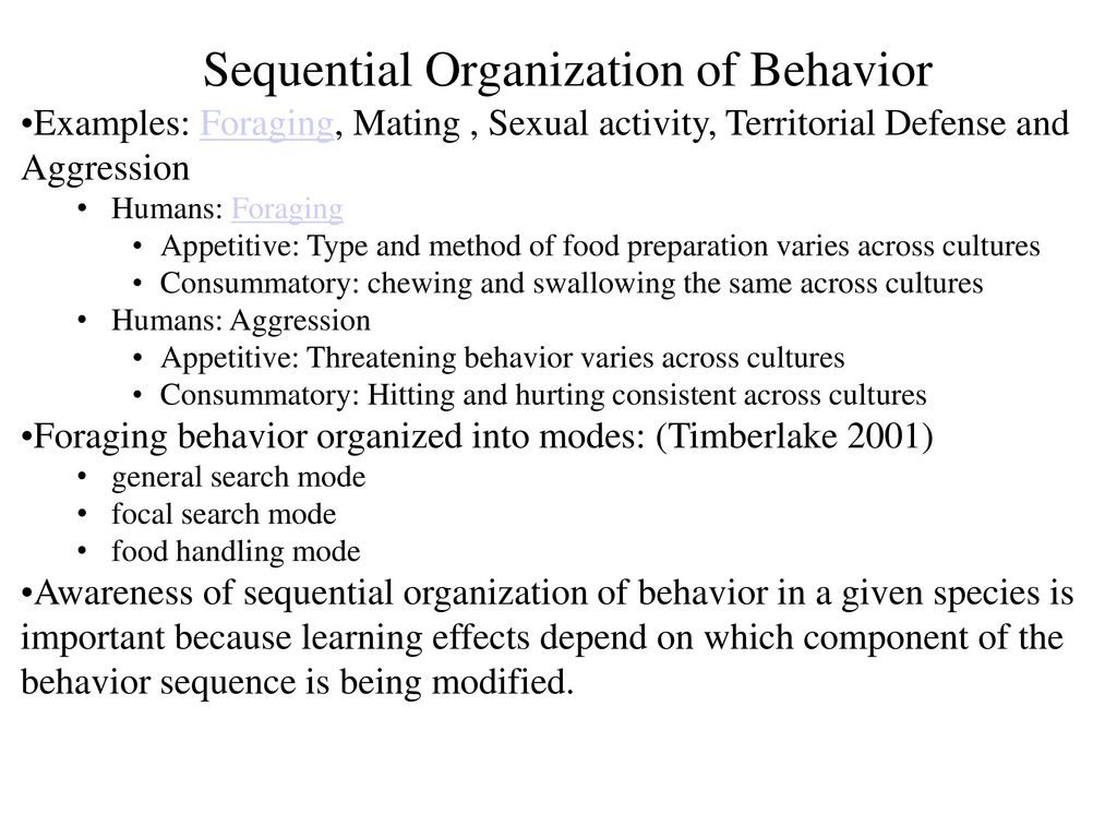 Sequential Organization of Behavior