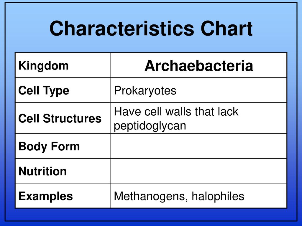 Six Kingdoms Characteristics Chart