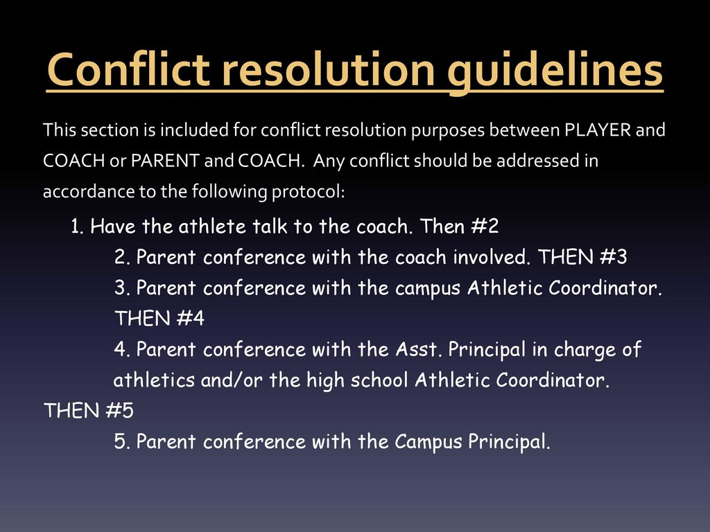 Conflict resolution guidelines