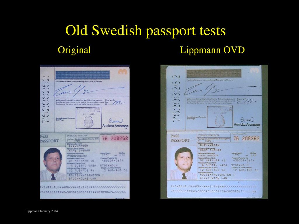 Old Swedish passport tests Original Lippmann OVD