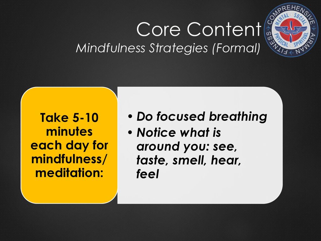 Core Content Mindfulness Strategies (Formal)