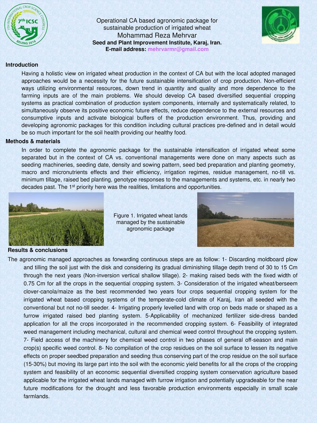 Operational CA based agronomic package for sustainable production of ...